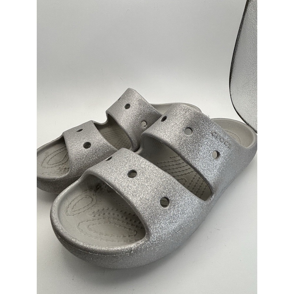 Crocs Classic‎ Crush Sandals Womens 6 Men's 4 Silver  Platform Shoes Lake Pool